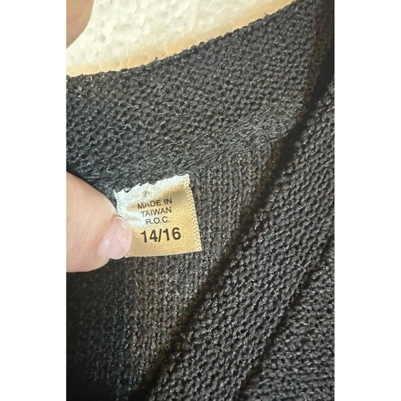 Soft By Avenue Black 3/4 Sleeve Sheer V-neck Sweater Sz 14/16 - Picture 4 of 7